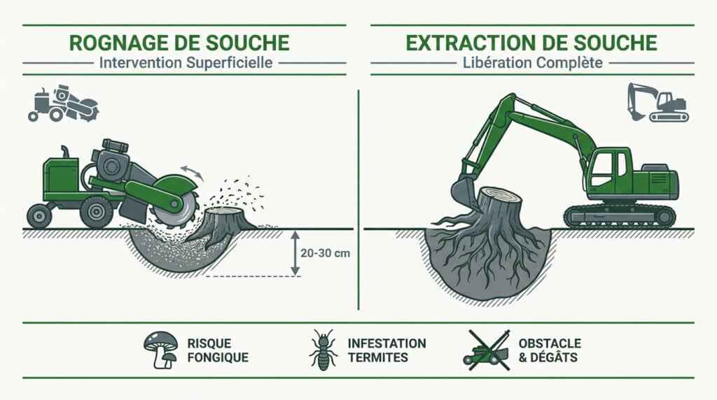 rognage de souche / extraction de souche